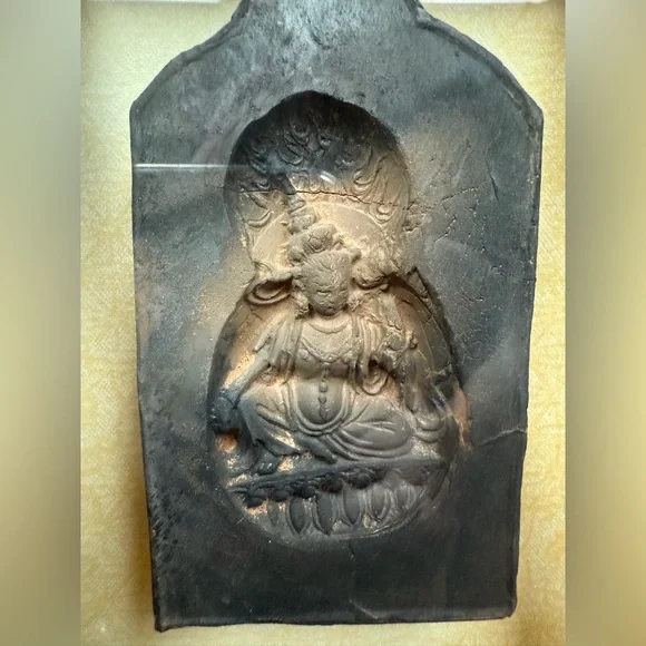 Buddha Gansu Vintage Antique Chinese Elegant Black Framed Buddha Framed Set - Picture 4 of 12